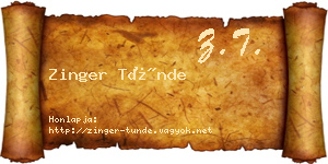 Zinger Tünde névjegykártya